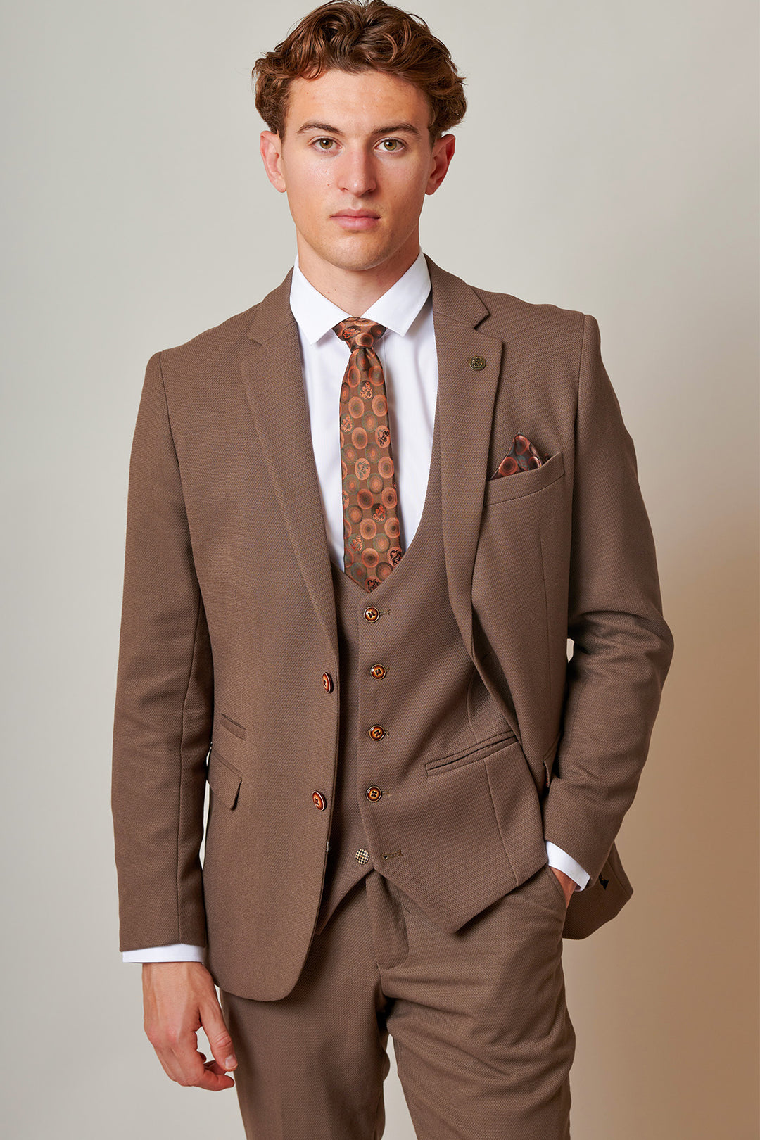 HM5 - Tan Tailored Three Piece Suit