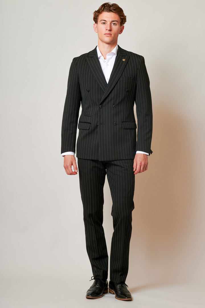 ROCCO - Black Pinstripe Double Breasted Two Piece Suit