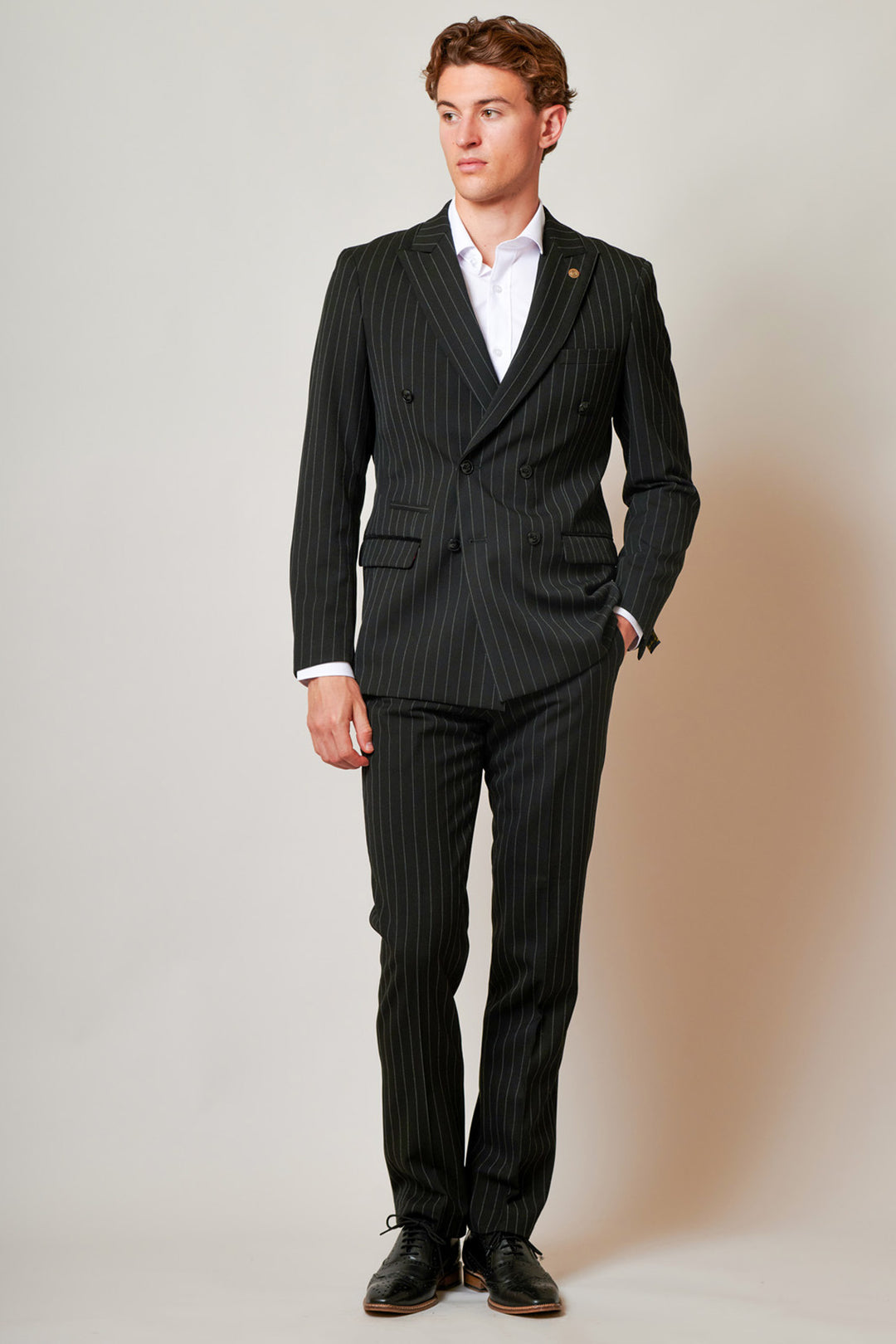 ROCCO - Black Pinstripe Double Breasted Two Piece Suit