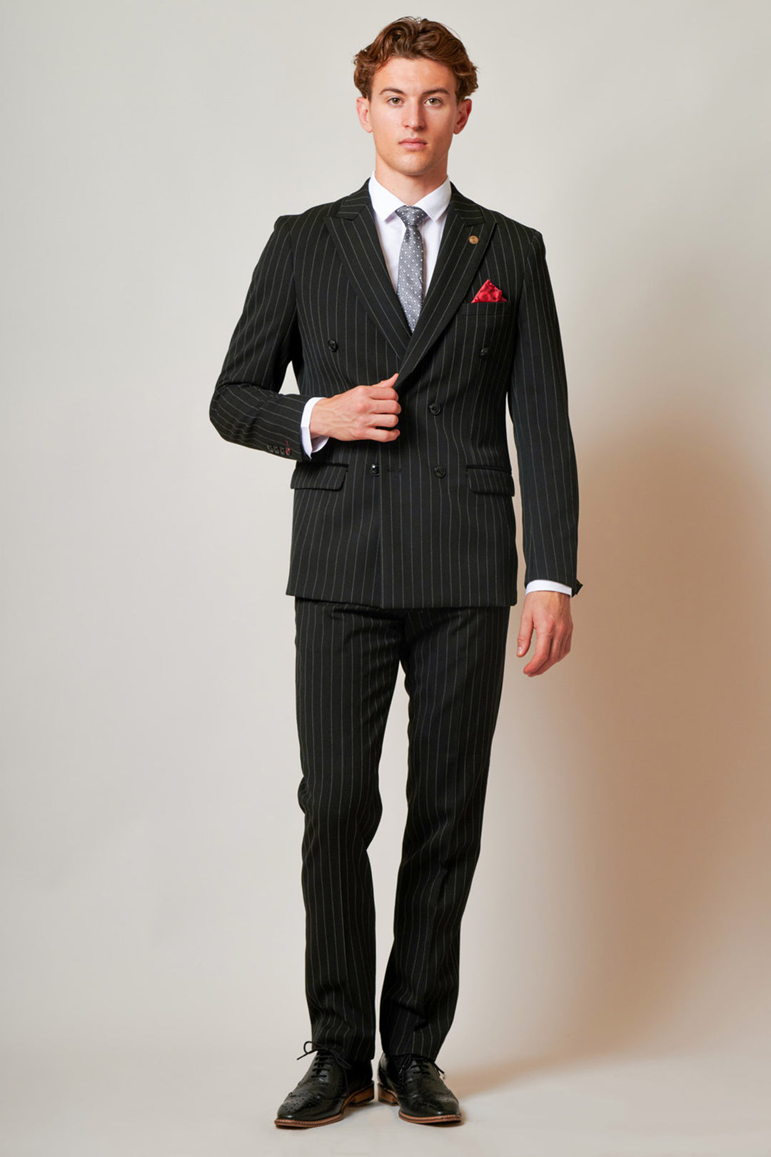 ROCCO - Black Pinstripe Double Breasted Two Piece Suit