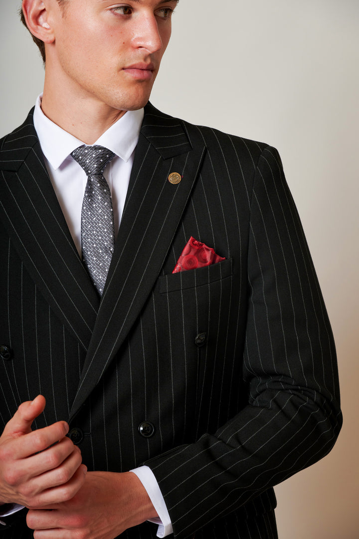 ROCCO - Black Pinstripe Double Breasted Two Piece Suit