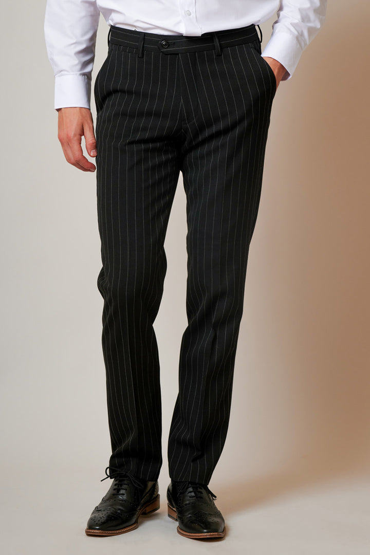 ROCCO - Black Pinstripe Double Breasted Two Piece Suit