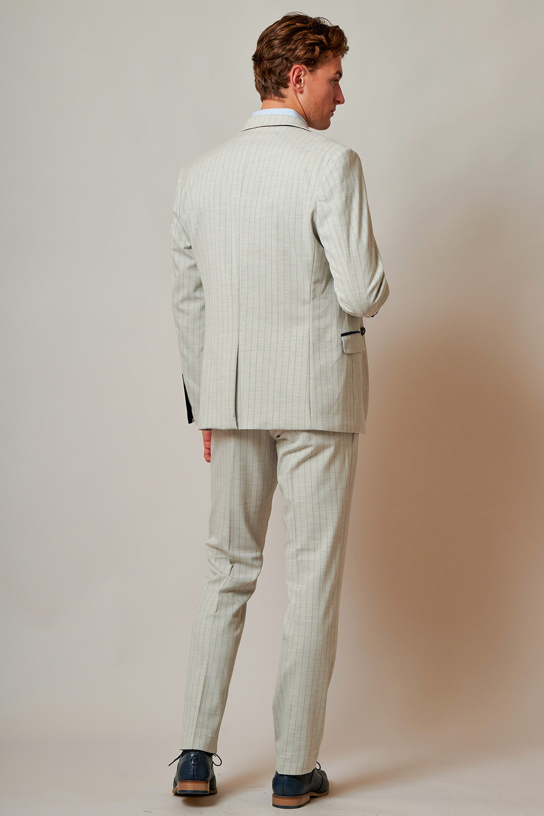 GRANT - Stone Pinstripe Three Piece Suit