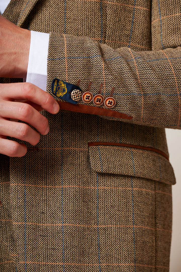 TED - Tan Tweed Check Three Piece Suit