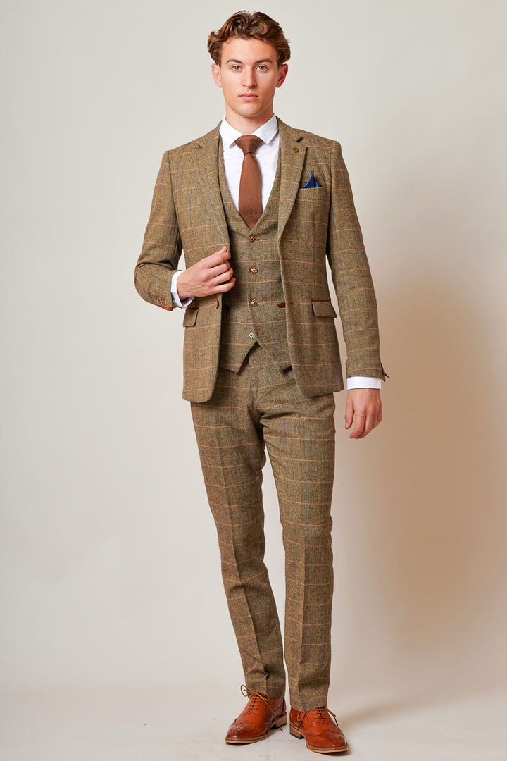 TED - Tan Tweed Check Three Piece Suit