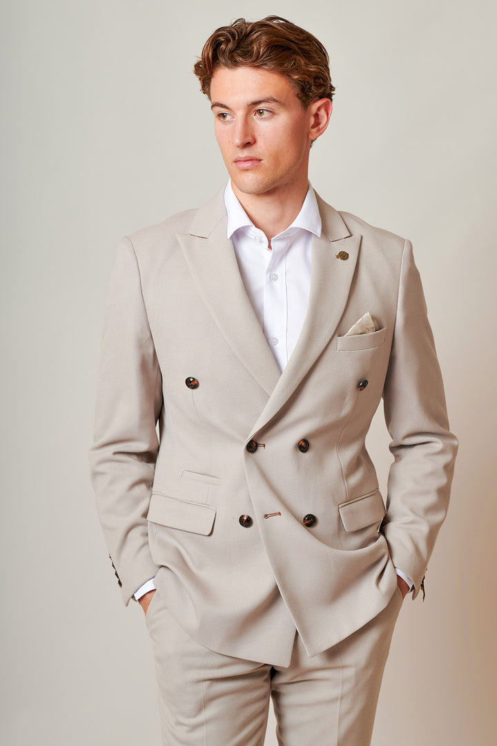 HM5 - Stone Double-Breasted Two Piece Suit