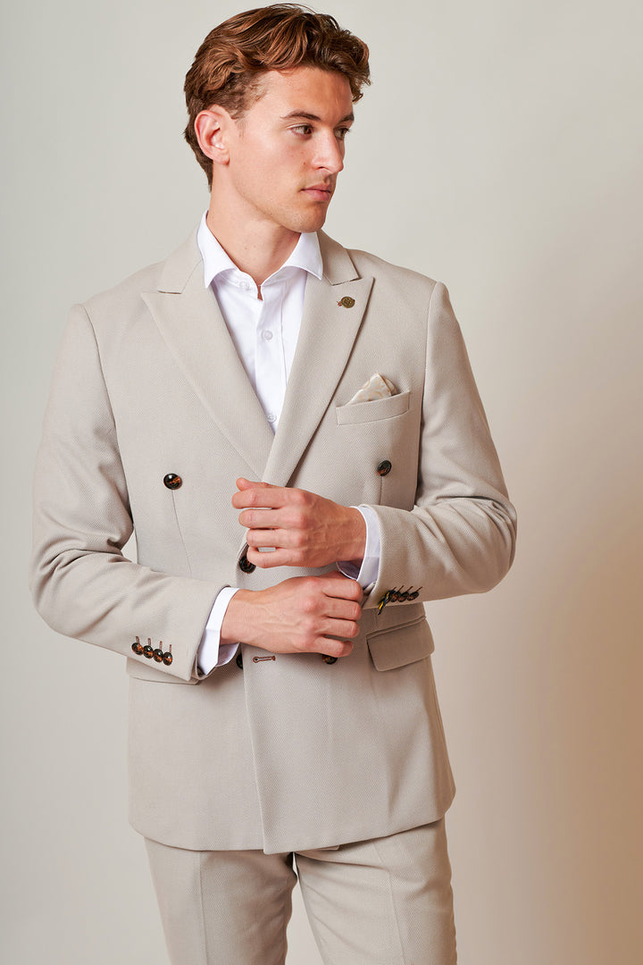 HM5 - Stone Double-Breasted Two Piece Suit