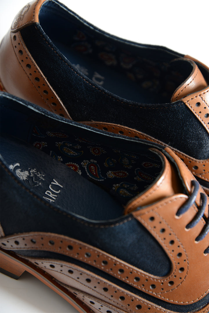 MURRAY - Contrast Tan Leather Suede Brogue Shoe