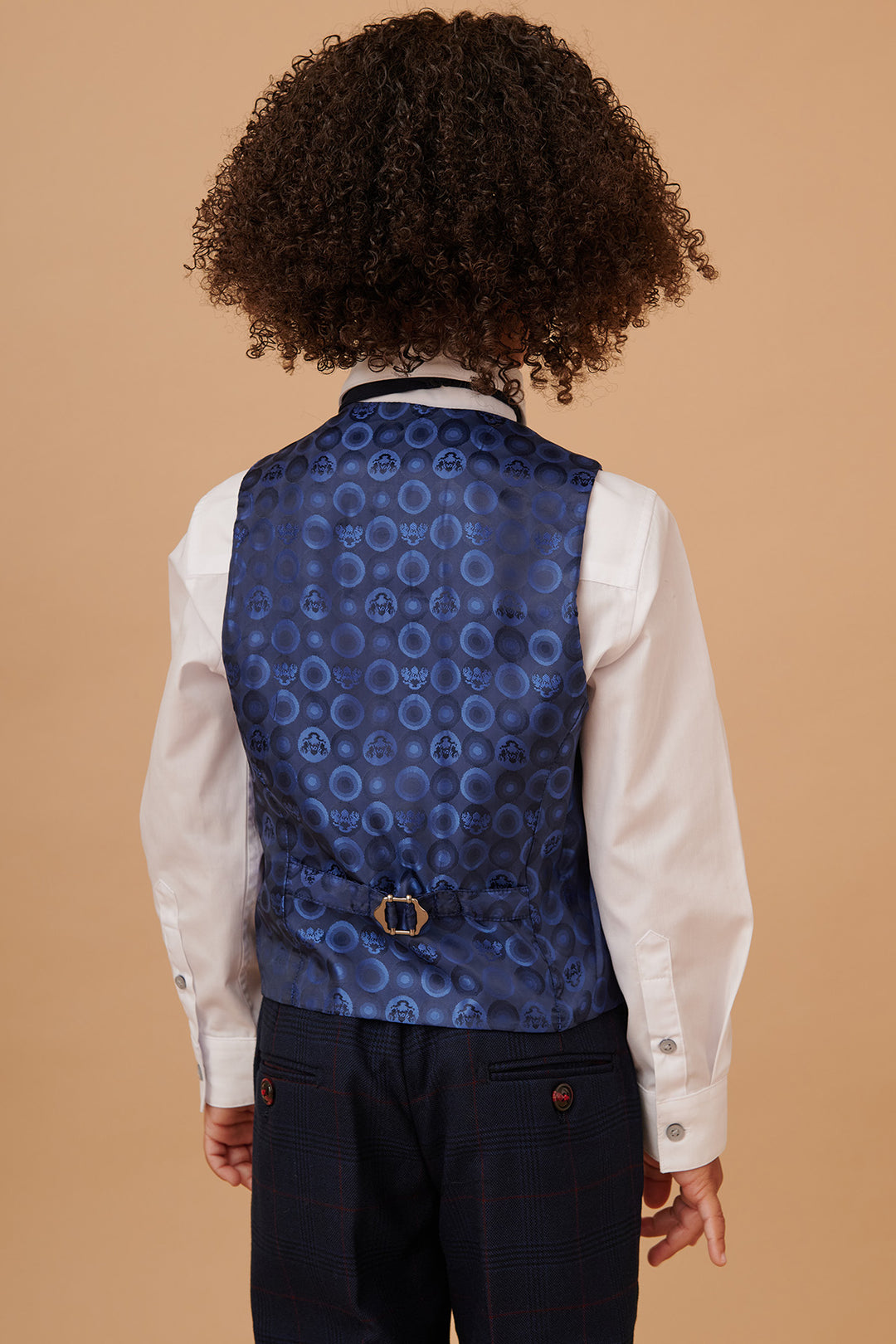 EDINSON - Children's Navy Wine Check Print Three Piece Suit