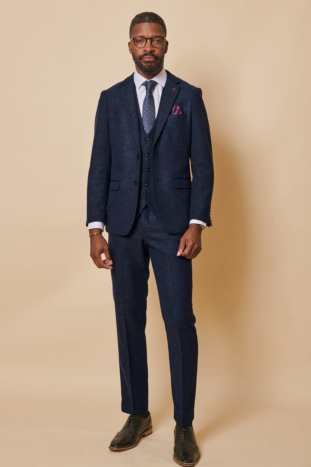 MARLOW - Navy Tweed Three Piece Suit
