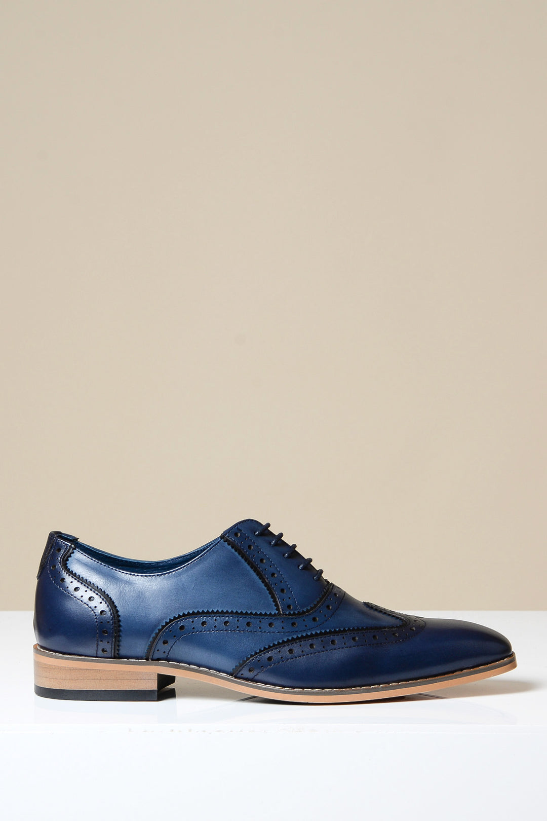 MARCO - Navy Blue Leather Oxford Wingtip Shoe