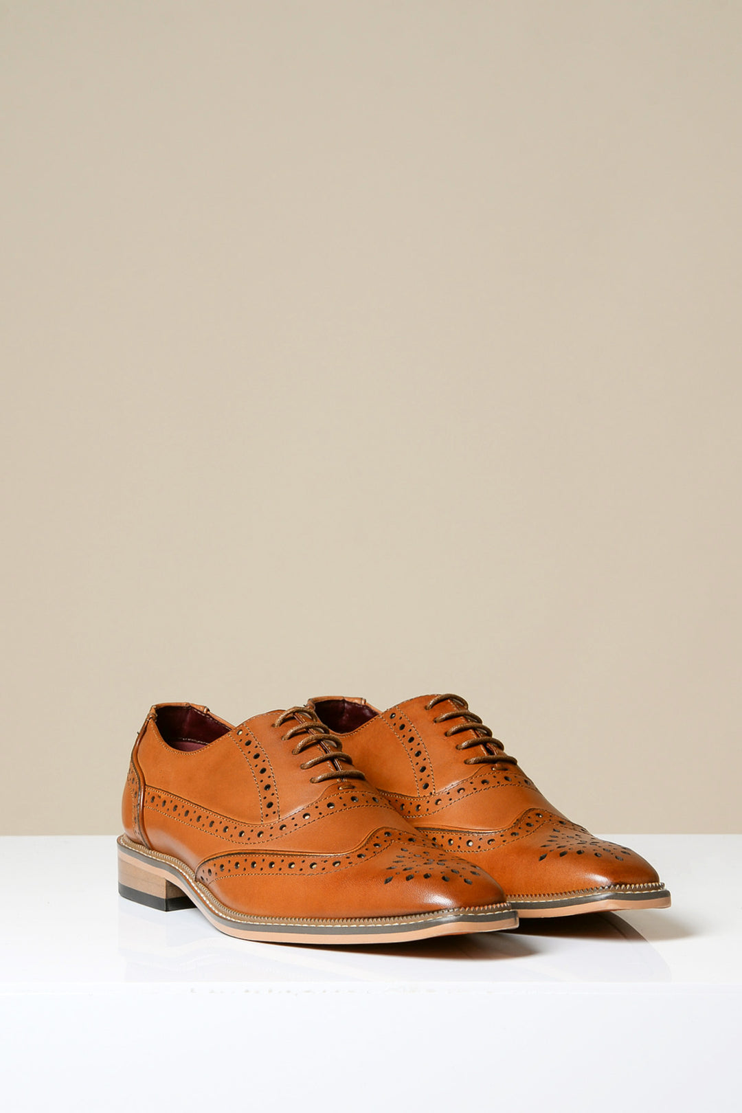 LARKIN - Tan Leather Brogue Shoe