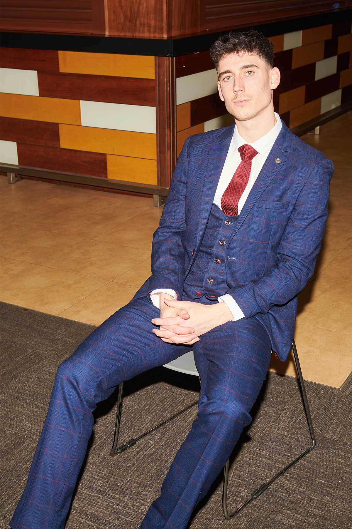 The Cardiff City F.C. Collection - Edinson Navy & Wine Check Suit As Worn By Callum O'Dowda