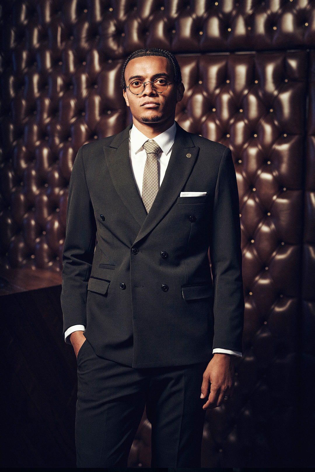 Manchester City Defender Manuel Akanji In BROMLEY Olive Double Breasted Suit