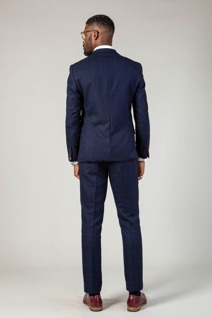 The Cardiff City F.C. Collection - Edinson Navy & Wine Check Suit As Worn By Callum O'Dowda