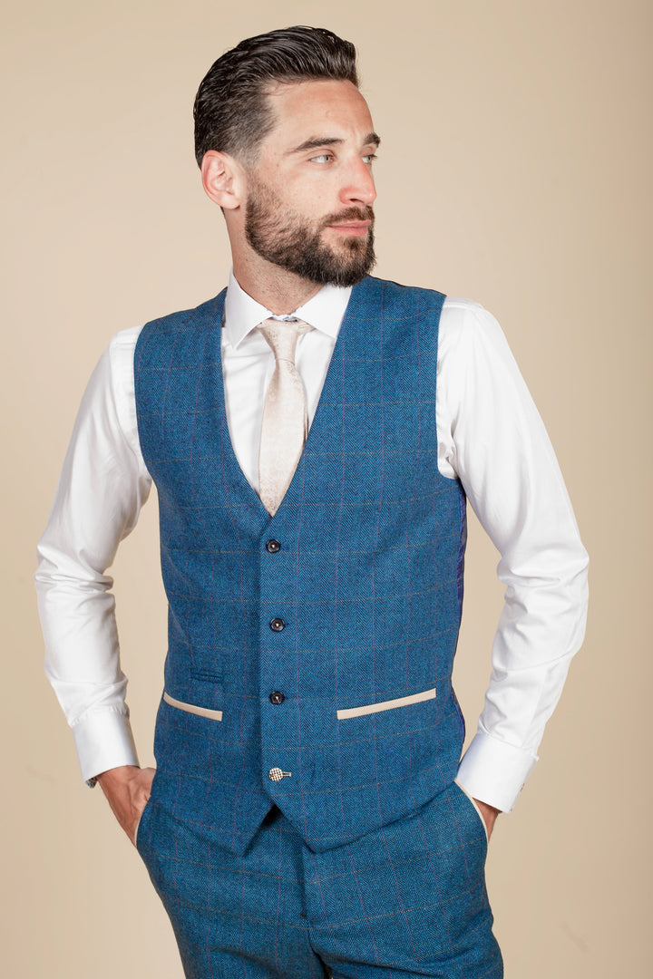 The Everton Collection | DION Blue Tweed Suit With Kelvin Waistcoat Team Suit