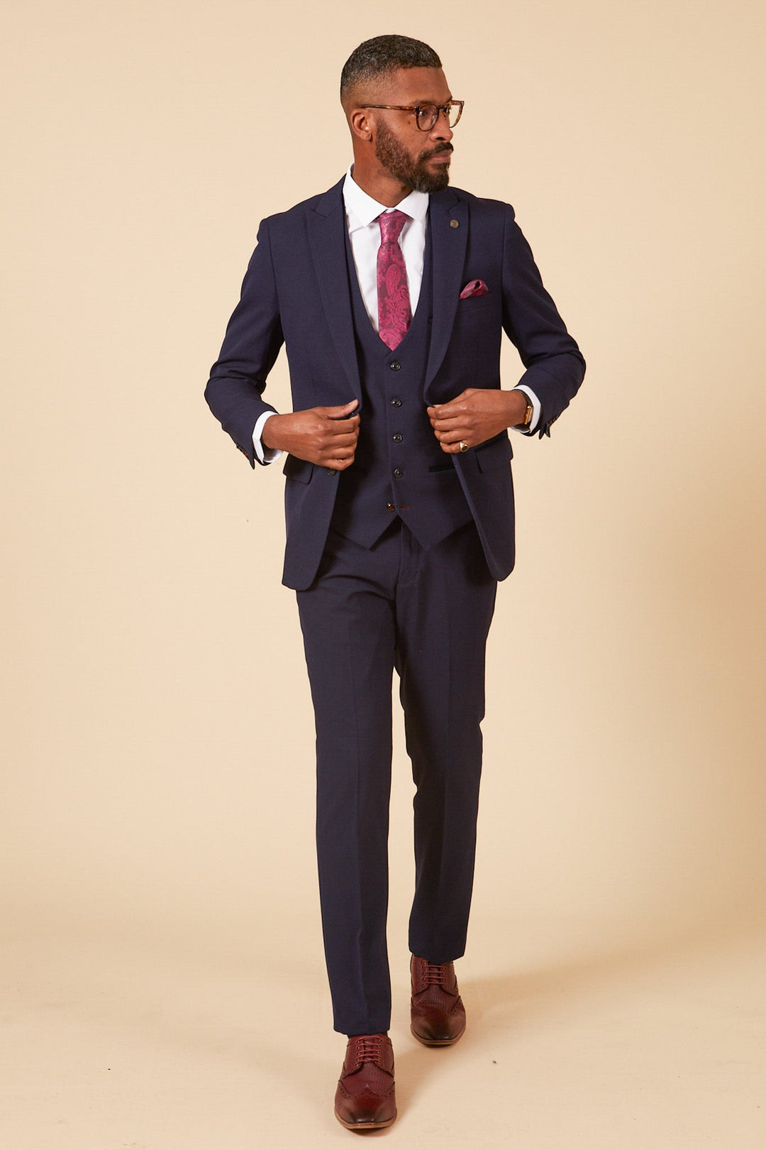 The WHU Collection - BROMLEY Navy Check Three Piece Suit As Worn By Angelo Ogbonna