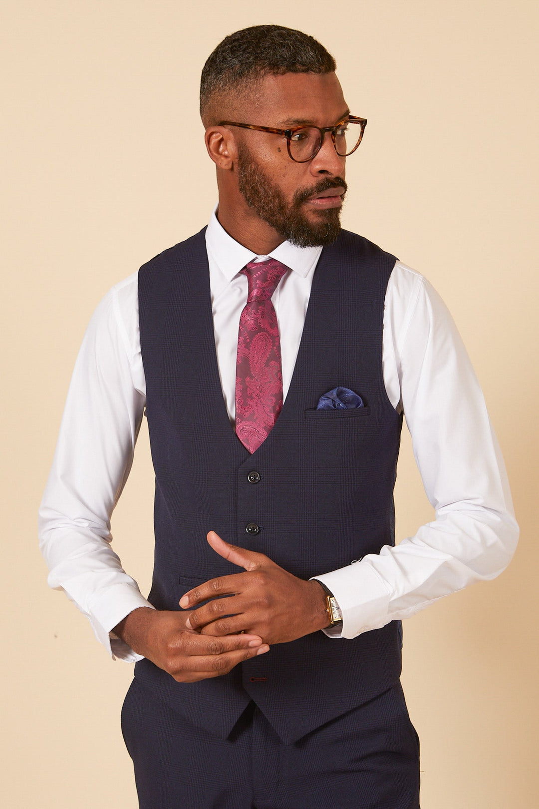 The WHU Collection Official Club Suit - BROMLEY Navy Check Three Piece Suit