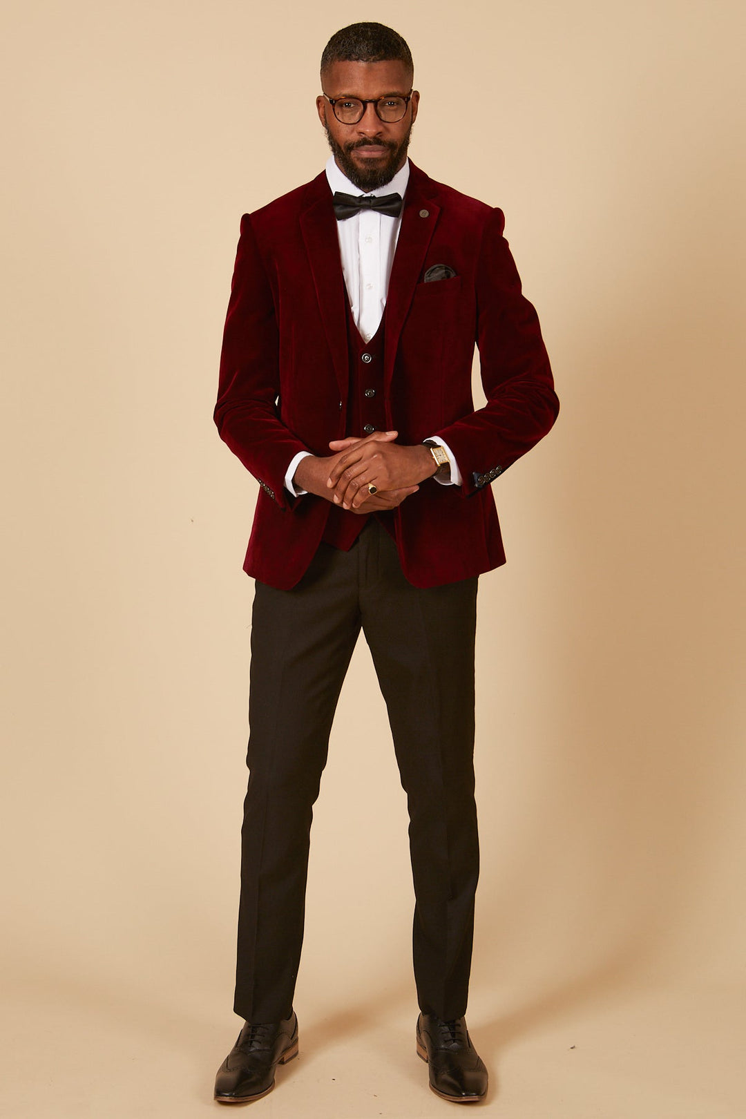 'I'm A Celebrity Get Me Out Of Here' 2022 Runner Up Owen Warner in HUDSON Wine Velvet Blazer & Waistcoat