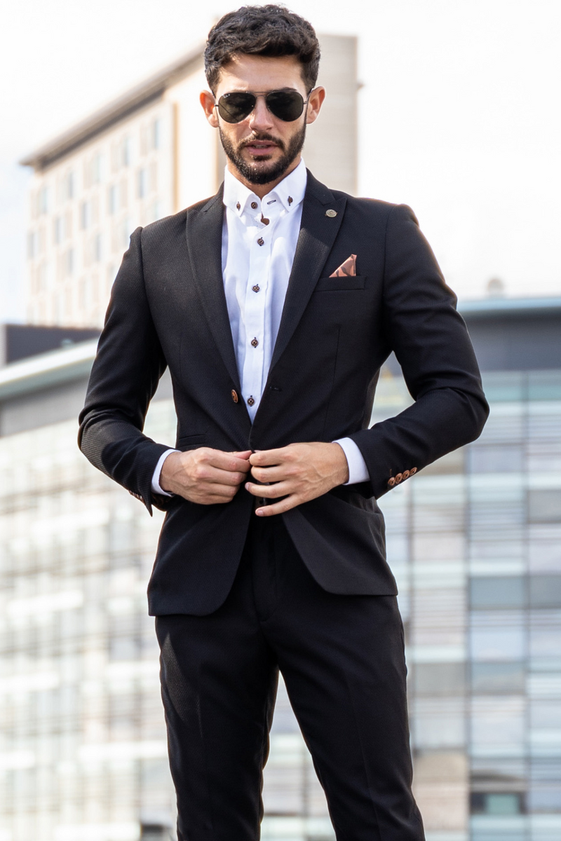 Shop Max Black Two-Piece Suit | Marc Darcy