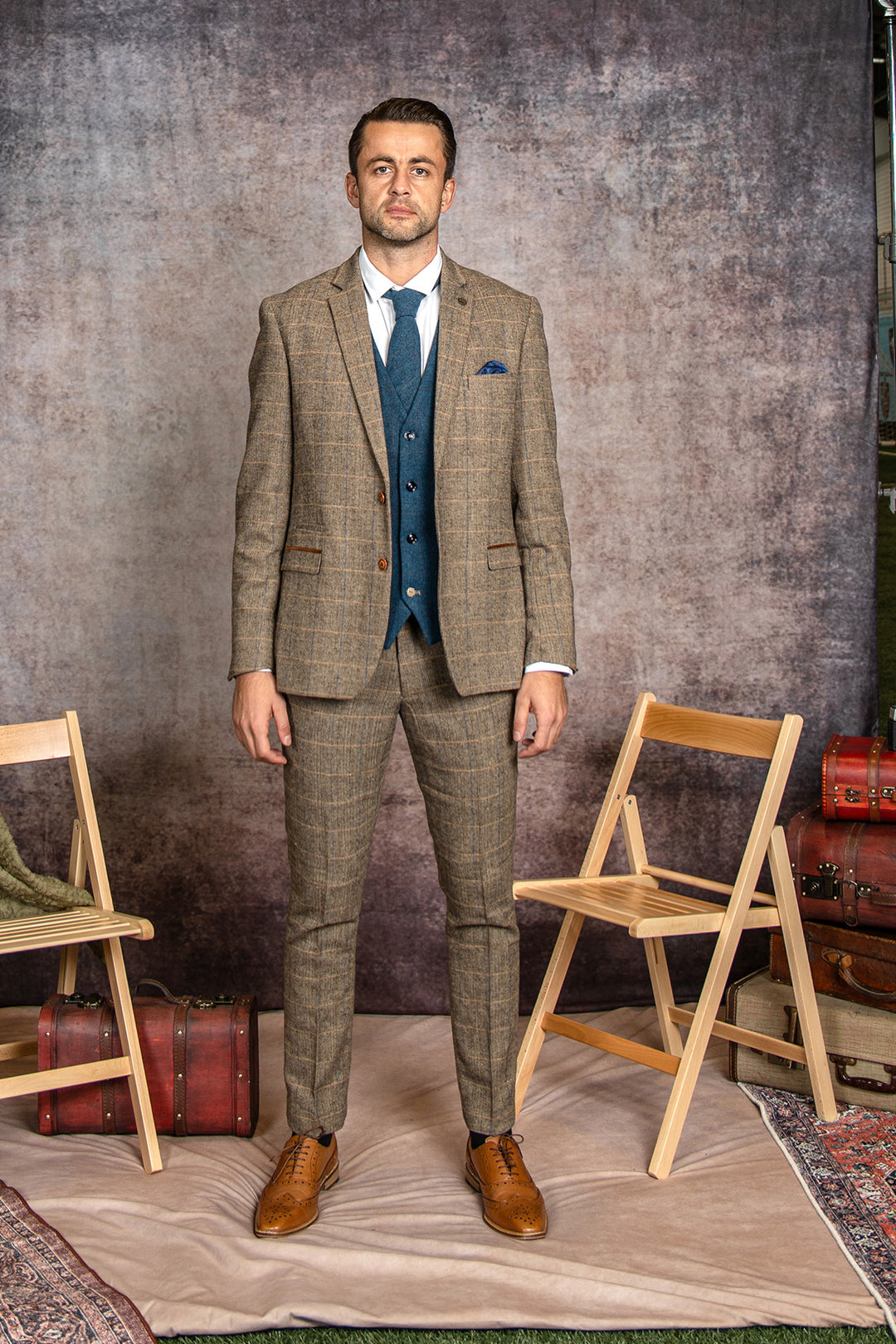 The WHU Collection - TED Tan Tweed Suit With Dion Waistcoat As Worn By Lukasz Fabianski