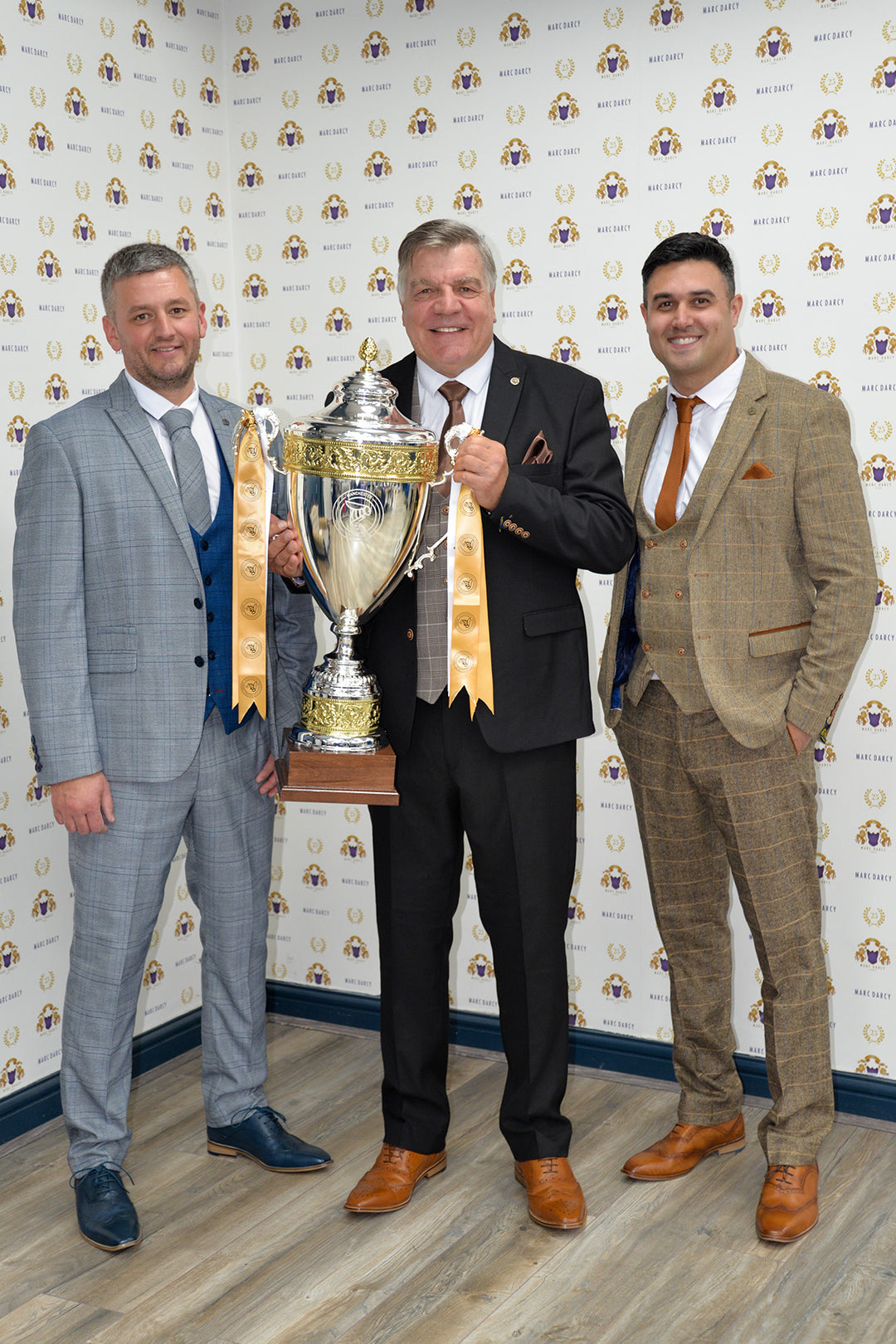 Football Manager Sam Allardyce in Max Black Suit with Ray Tan Waistcoat