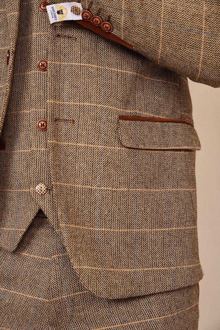 The WHU Collection - TED Tan Tweed Suit With Dion Waistcoat As Worn By Lukasz Fabianski