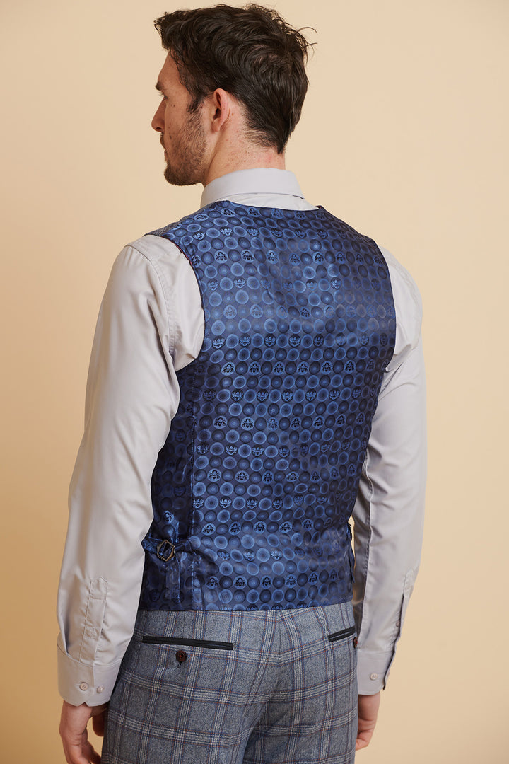 ABBOTT - Blue Tweed Check Waistcoat
