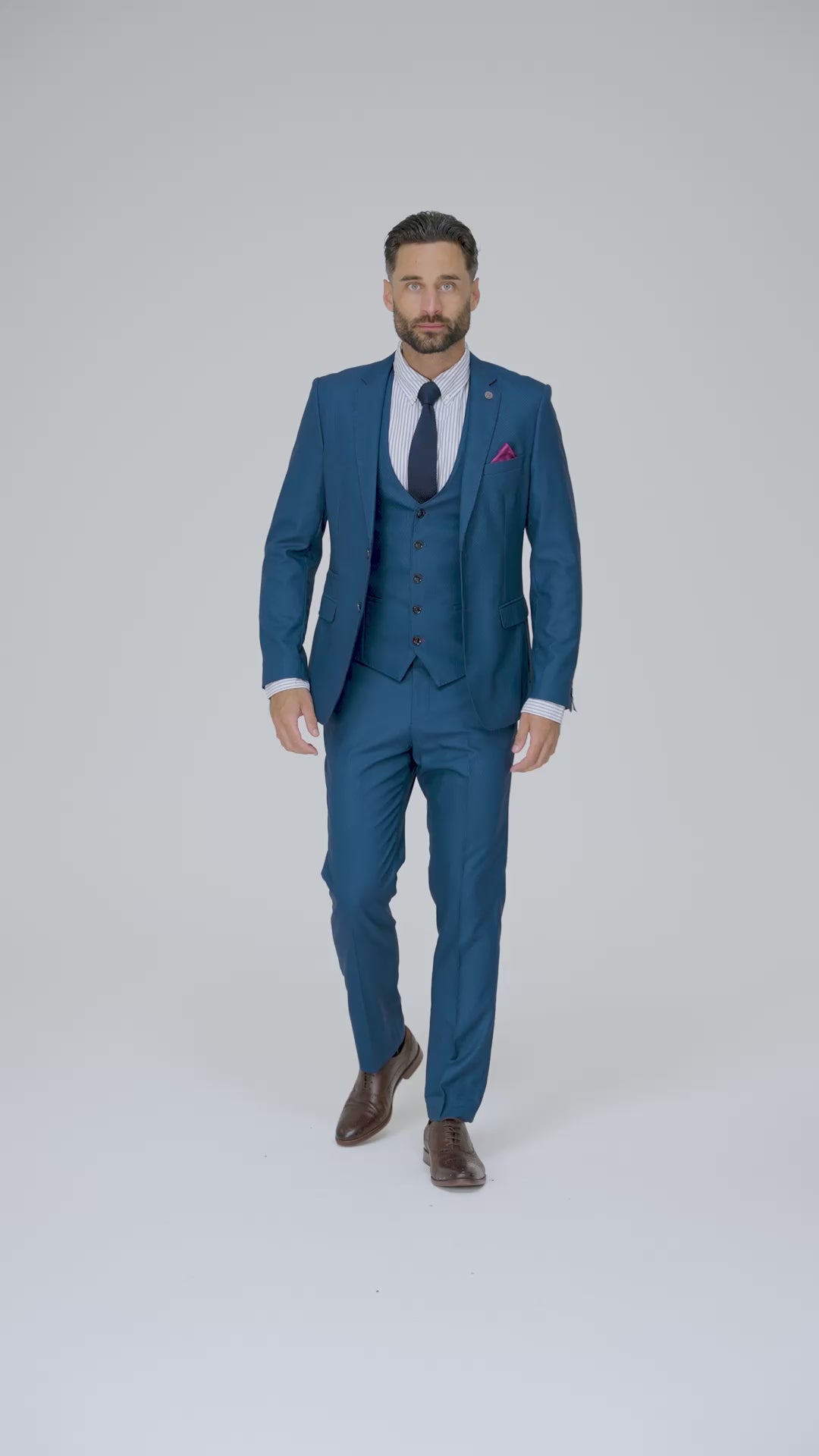 DANNY - Royal Blue Three Piece Suit With Single Breasted Waistcoat