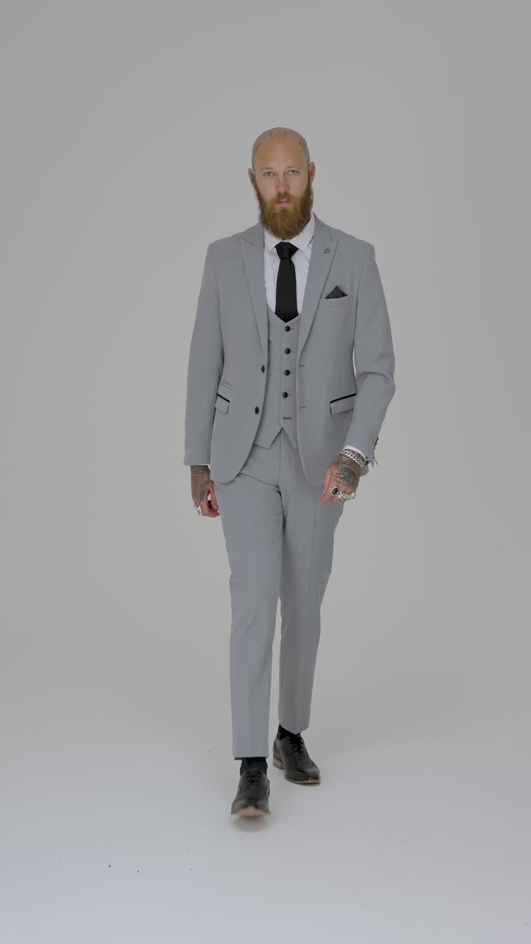 BROMLEY - Silver Grey Check Three Piece Suit