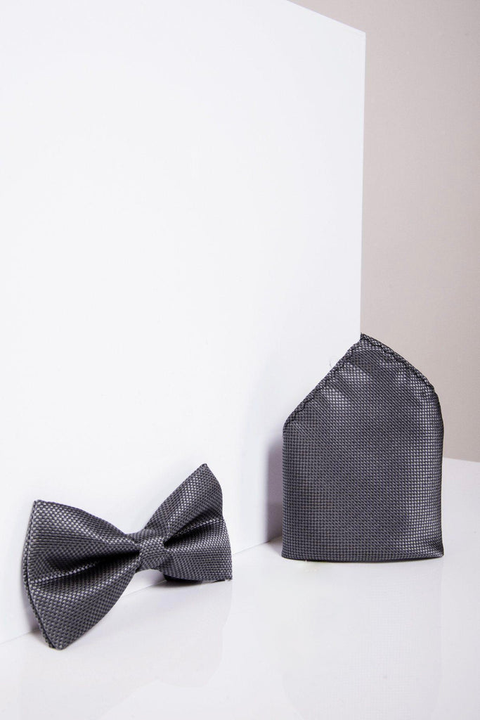 TB17 Birdseye Print Bow Tie Pocket Square Set