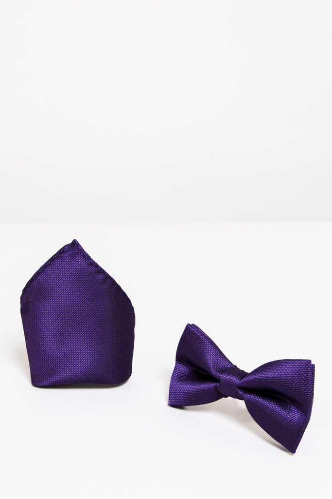 TB17 Birdseye Print Bow Tie Pocket Square Set