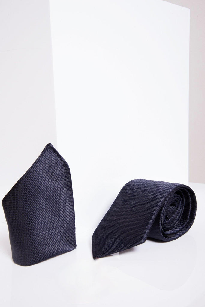 TB17 Birdseye Tie Pocket Square Set Midnight