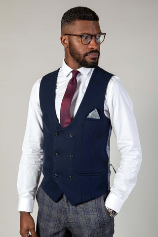 KELVIN - Navy Double-Breasted Waistcoat