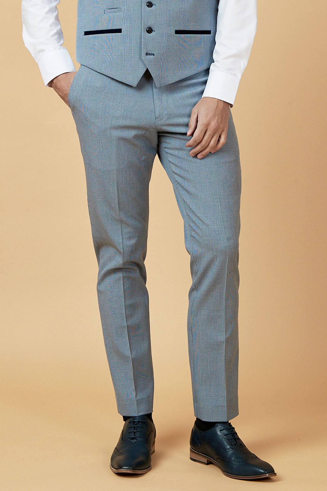 BROMLEY - Sky Blue Check Two Piece Suit