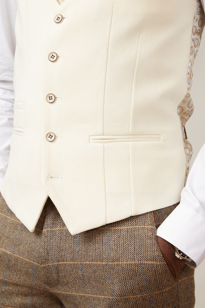KELVIN - Cream Single Breasted Waistcoat