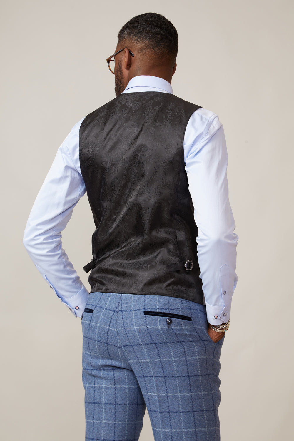 KELVIN - Silver Double Breasted Waistcoat