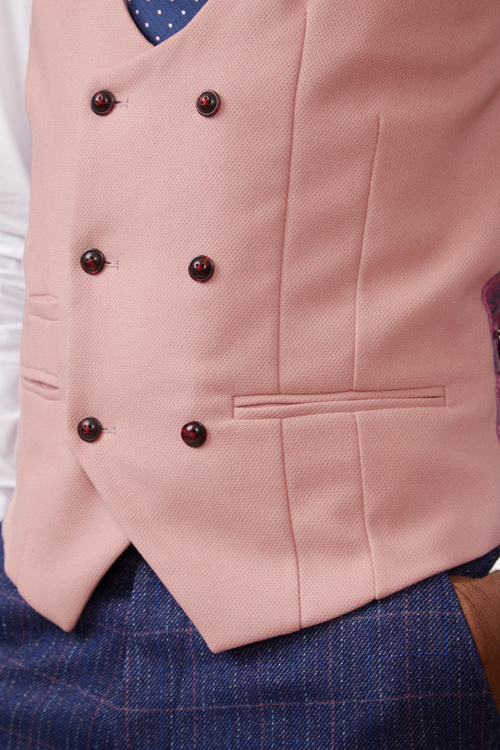 KELVIN - Pink Double Breasted Waistcoat