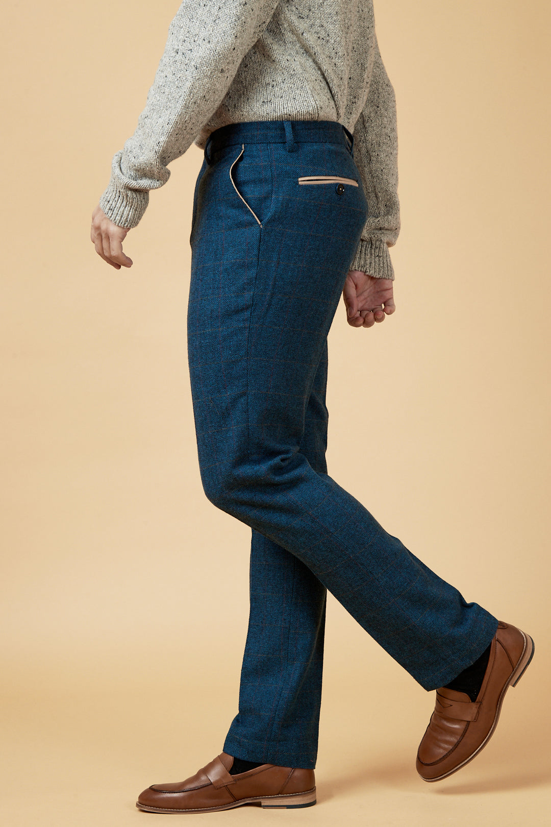 DION - Blue Tweed Check Trousers