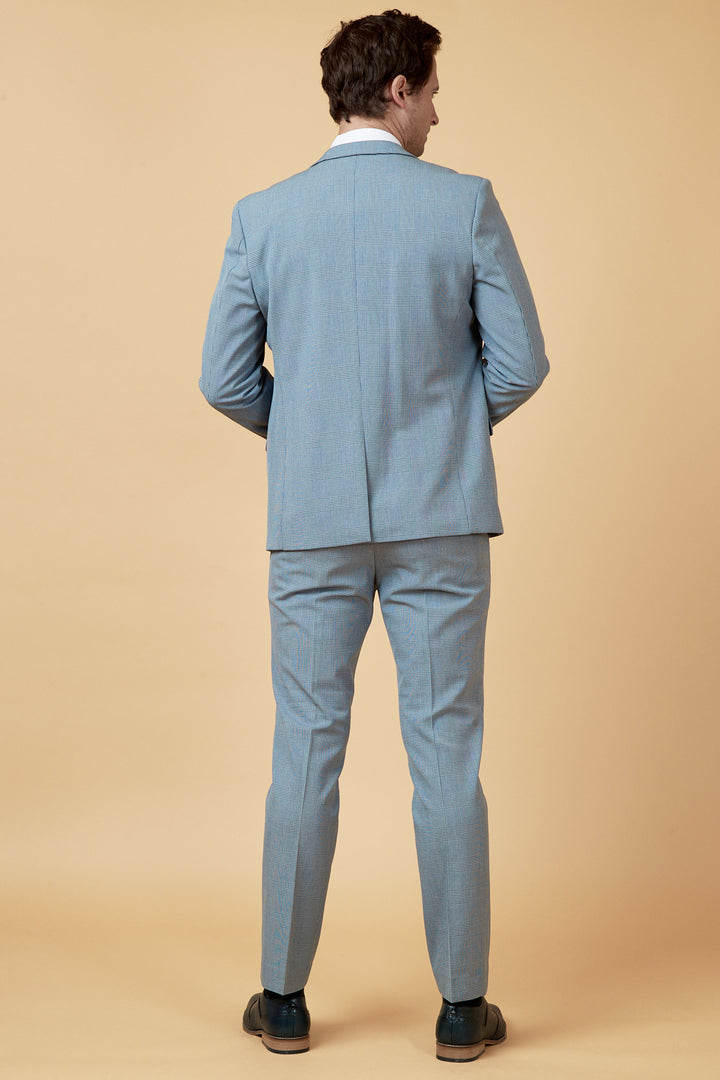 BROMLEY - Sky Blue Check Three Piece Suit