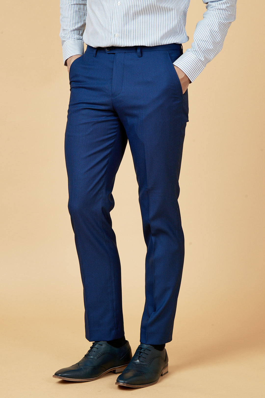 DANNY - Royal Blue Three Piece Suit With Single Breasted Waistcoat