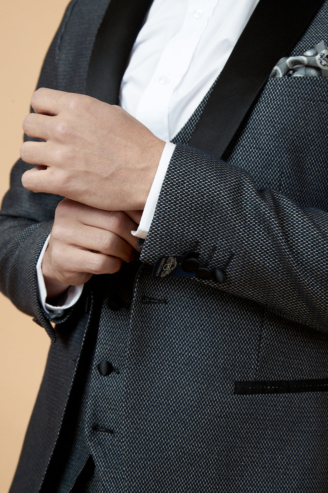 SPENCER - Charcoal Grey Tux Lapel Three Piece Suit