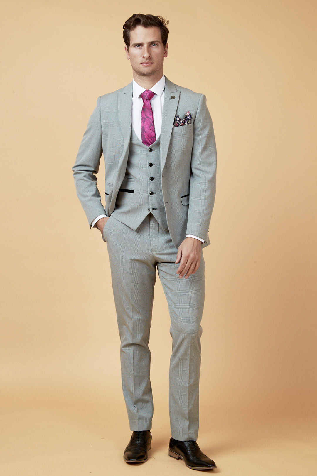 grey tux with pink dress Grey Prom Suits, Tuxedos, & Blazers