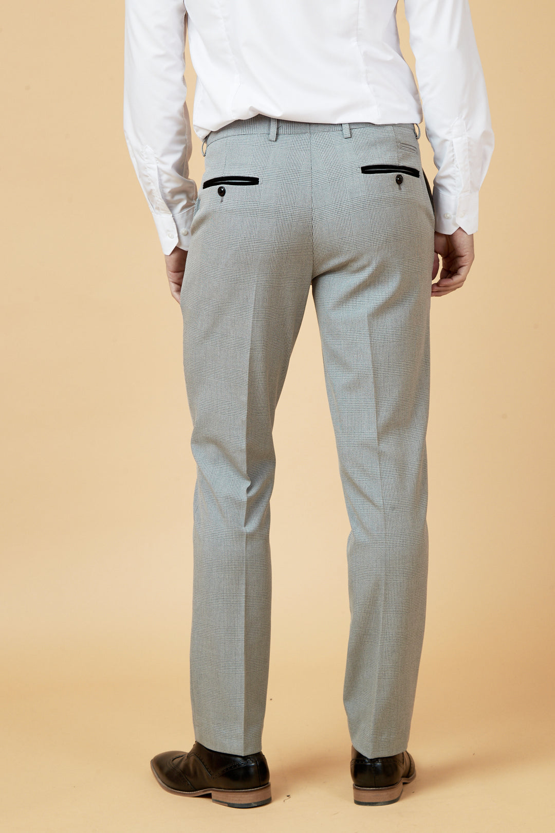 BROMLEY - Silver Grey Check Trousers