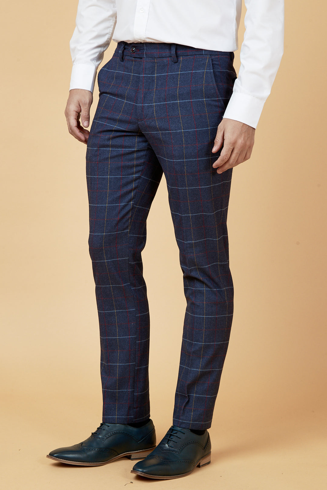 DRAKE Navy Check Trousers