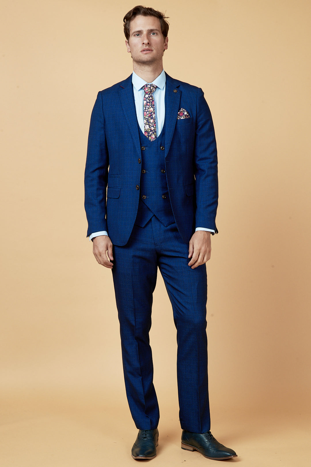 GEORGE - Royal Blue Check Three Piece Suit