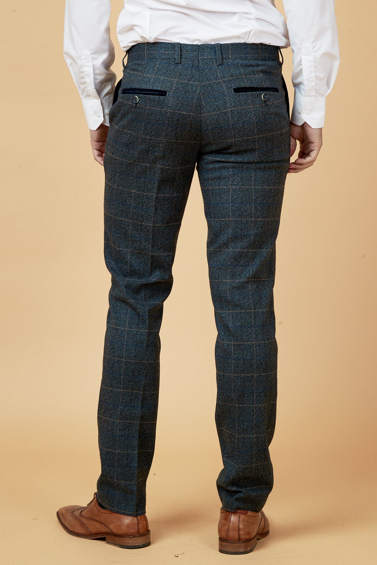 Blue Check Tweed Trousers | Men's Trousers | Marc Darcy
