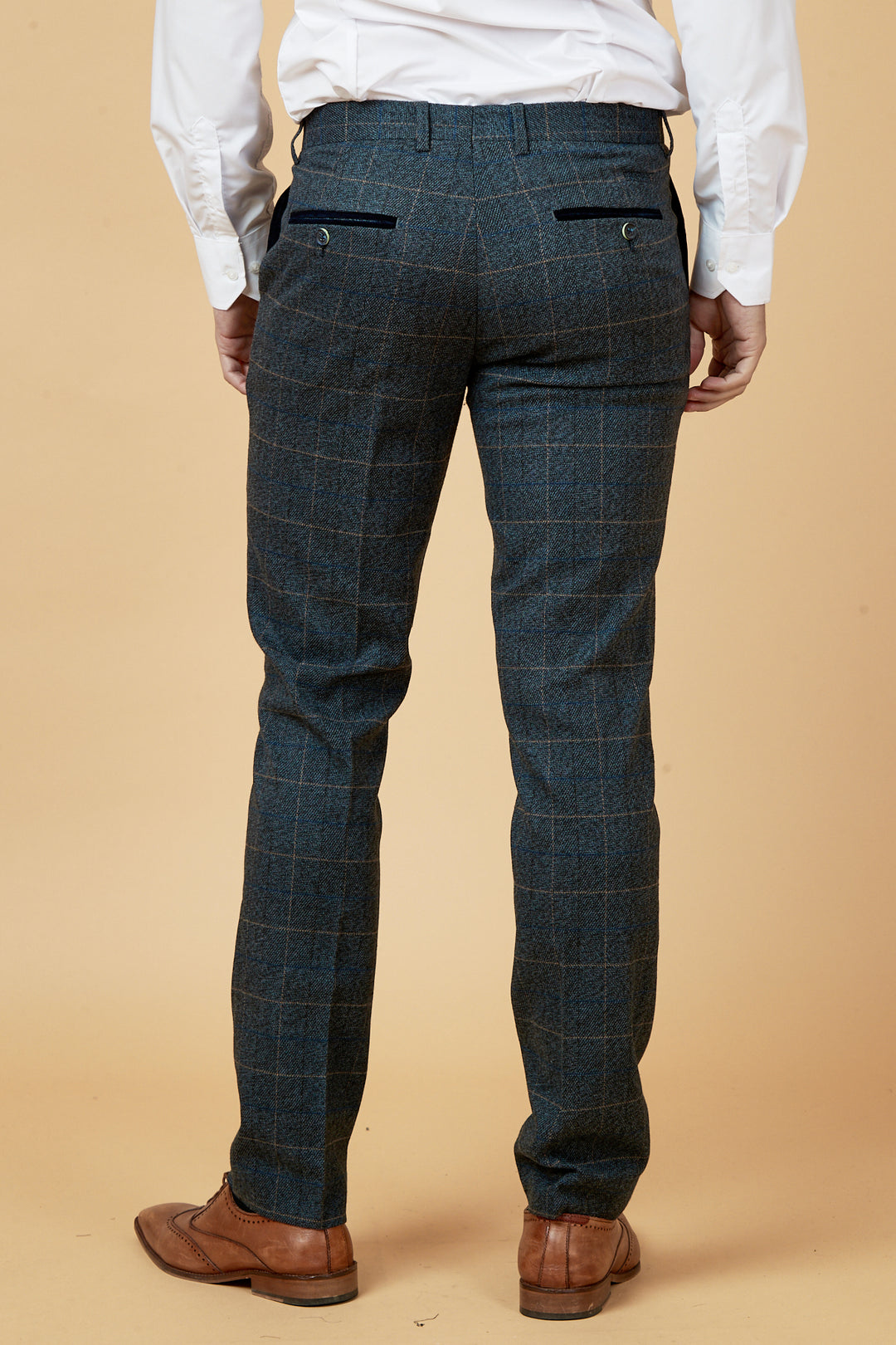 SCOTT Blue Check Tweed Trousers