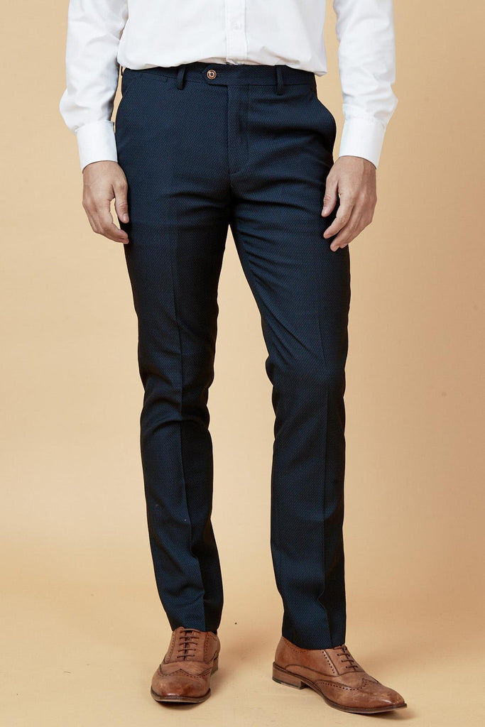 MAX Navy Blue Trousers Contrast Buttons