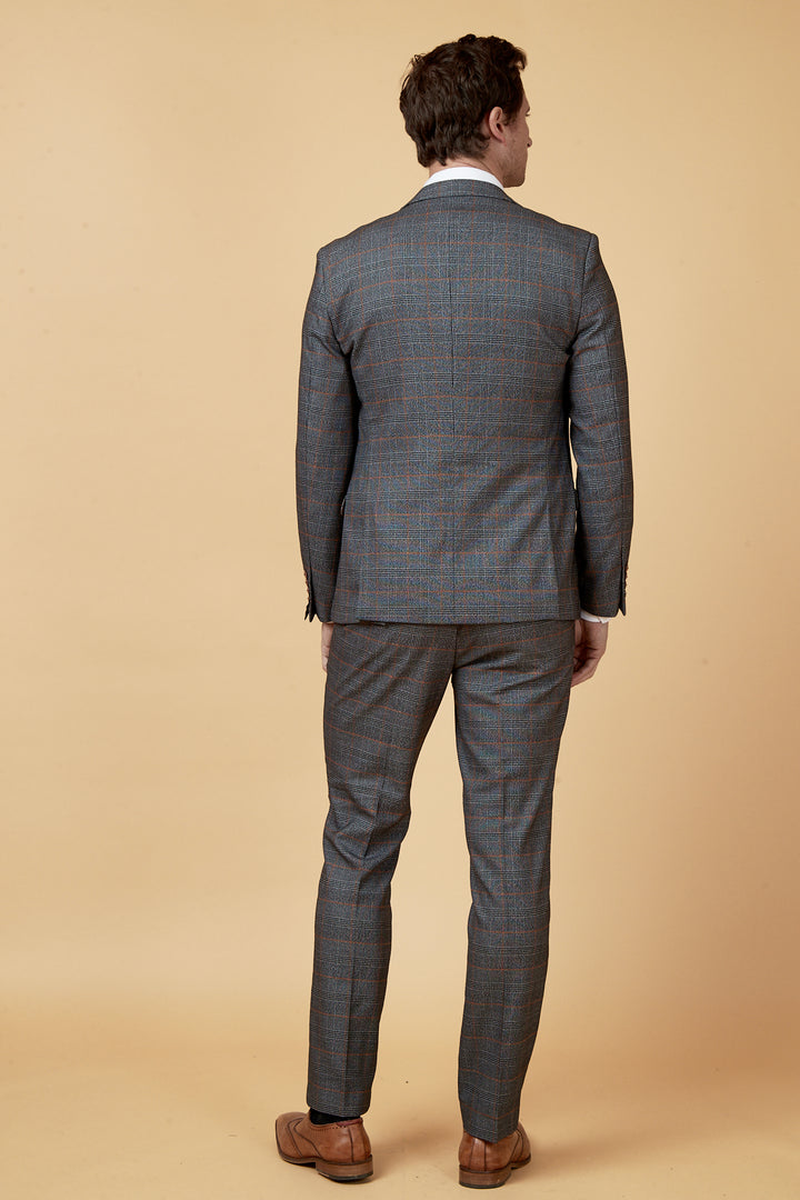 JENSON - Grey Check Suit with Double Breasted Waistcoat